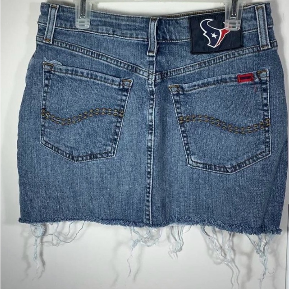NFL Blue Denim Mini Skirt with Frayed Hem